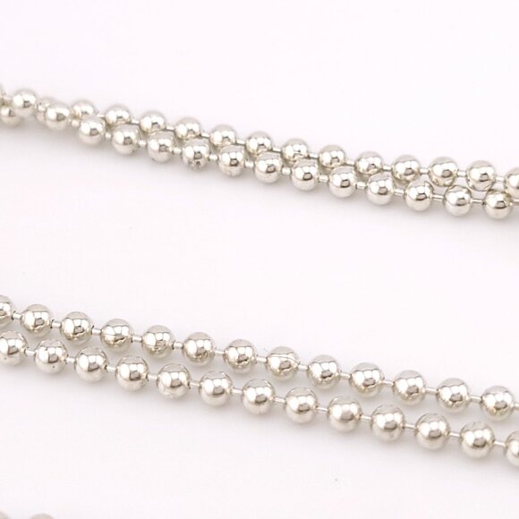 Tiffany & Co. Sterling Silver 2.5mm Ball Bead Beaded Toilet 24' inch Chain Pouch - Picture 5 of 8